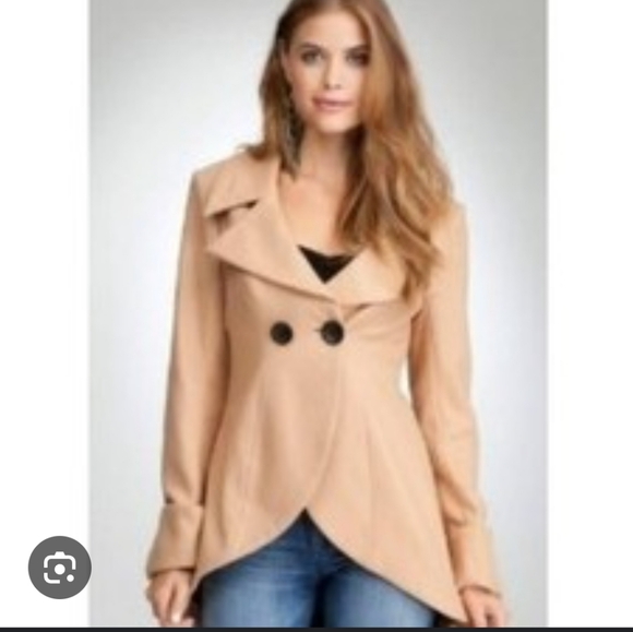 Women's Venus Tan Wool Blend Pea Coat Sz 10 NWOT - Picture 2 of 11